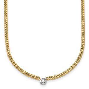 HERCO 14k Gold Curb Chain Necklace with Diamond